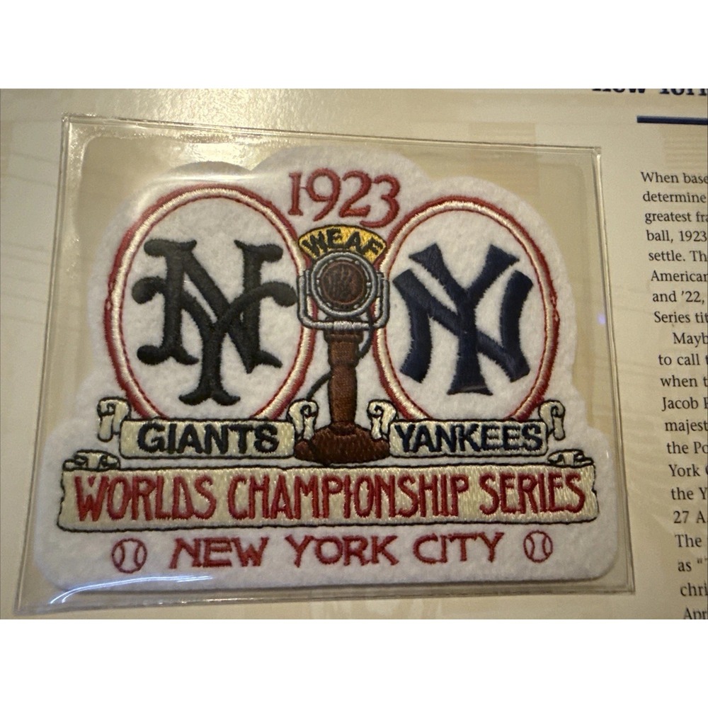 1923 WORLD SERIES NEW YORK YANKEES / NEW YORK GIANTS Willabee Ward PATCH & Facts